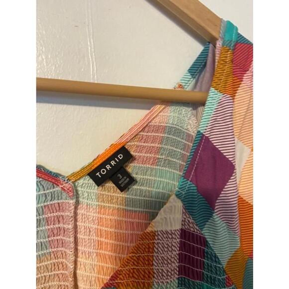 Torrid Mini Challis Smocked Skater Dress with Pockets Size 3 - Picture 4 of 5